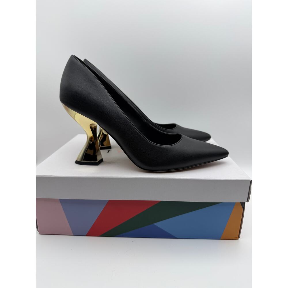 Katy Perry Laterr Pumps Black Gold Mirror Heels Size 9 Pointed Toe Original Box - Picture 4 of 11